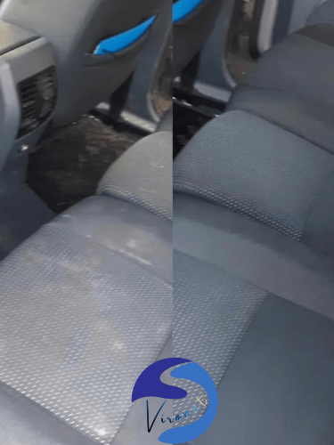 Sièges arrière très sales puis impeccablement nettoyés après intervention à Welkenraedt.