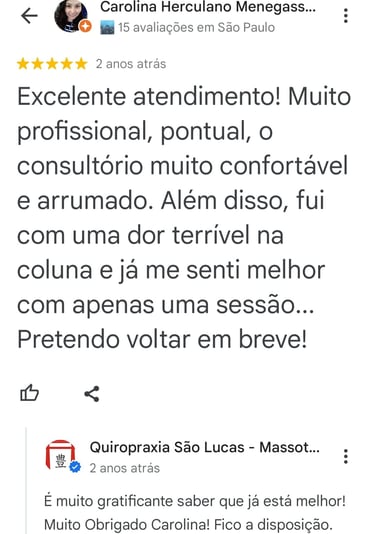 Avaliação no google quiropraxia são lucas