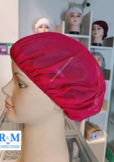 Tocas reutilizables fucsia coral - Cofias de tela - RKM Confecciones