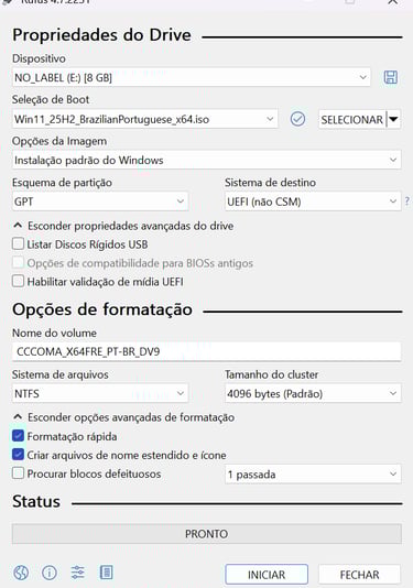 Rufus windows 11 sem conta microsoft
