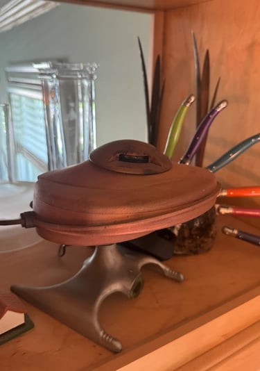 Talbotics spaceship sculpture at home in New York City.