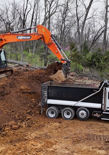 cut out, excavator, dump truck, excavation, excavating, land clearing