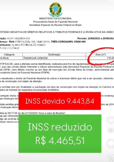 Abatimento do INSS Obras