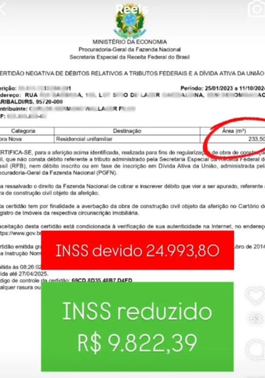 Desconto INSS Obras