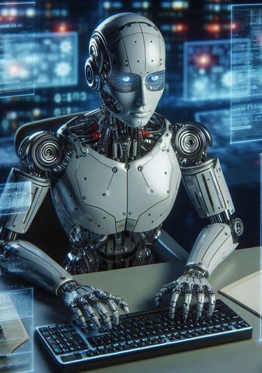 a robot - like robot with a keyboard and a keyboard