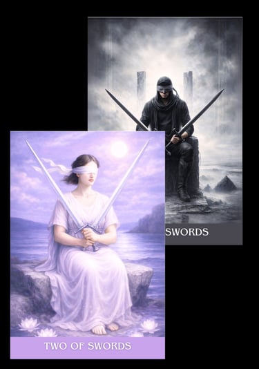 the two of swords tarot card archetype subconscious tarot light and shadow deck