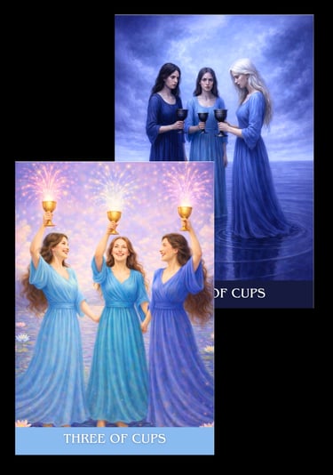 the three of cups tarot card subconscious tarot light and shadow deck 