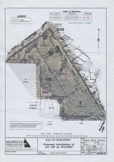 Subdivision plan from letter at left