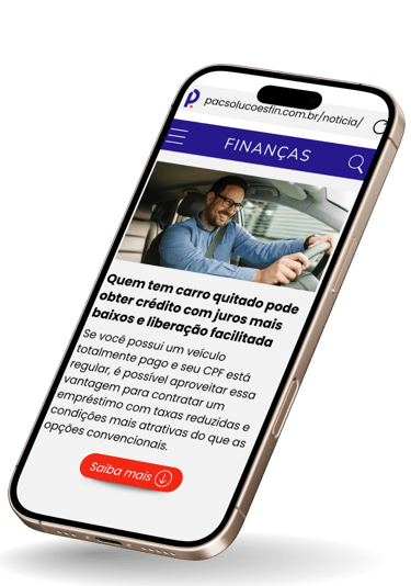 smarphone com a imagem do site pac soluções financeiras