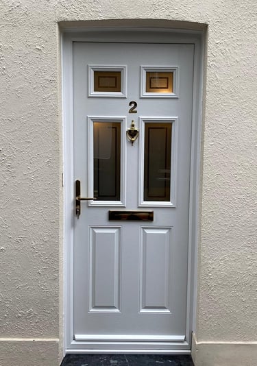 a white composite front door