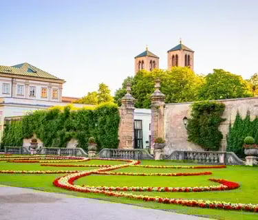 Mirabell Gardens, Hellbrunn Palace, and Leopoldskron Palace in Salzburg, Austria.