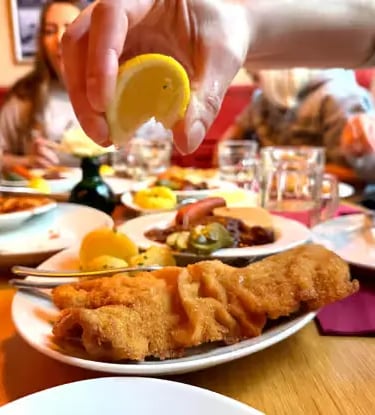 Classic Wiener Schnitzel served at a local restaurant, a must-try in Vienna.