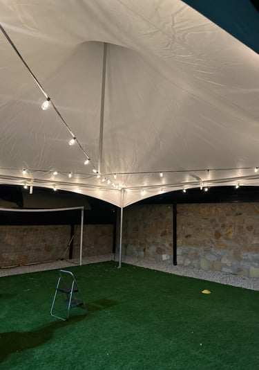 Carpa decorada con luces el paso diamond events