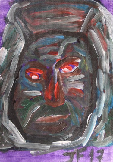 a painting of an angry mask