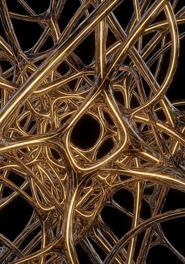 Abstract gold wire visual used in ODYON electronic music visuals
