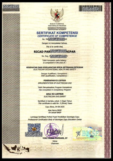 contoh sertifikat bnsp