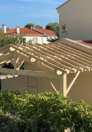 charpente d'un carport pour voiture