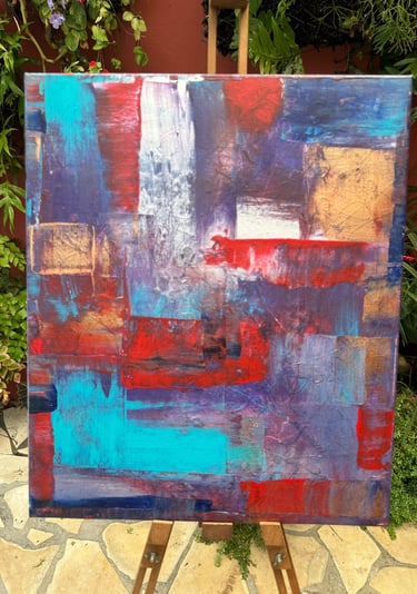 Raclage rouge bleu or