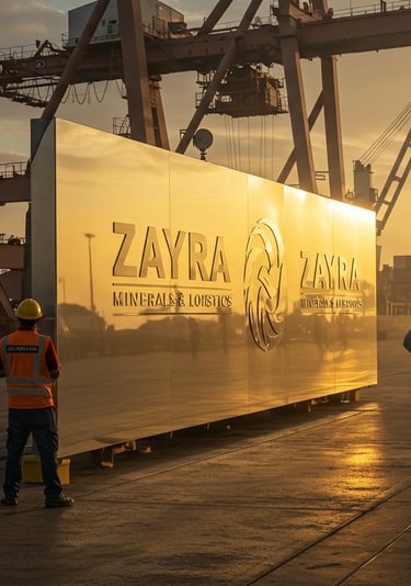 a group of workers standing in front of a container ship