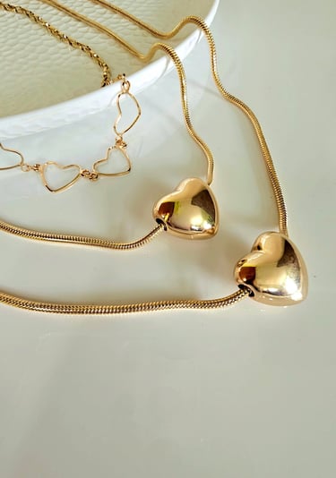 Gold-tone heart pendant chain necklaces – Global Glam jewelry by Iridezza