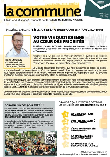 Couverture du journal LA COMMUNE n°4 du collectif Tournon en Commun