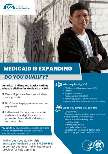a man in a black jacket and white shirt on a flyer about medicaid
