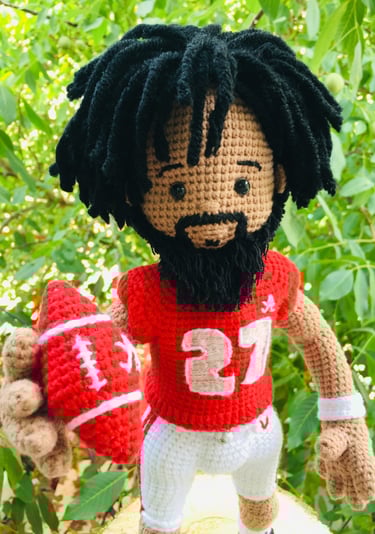 handmade crochet footballer doll