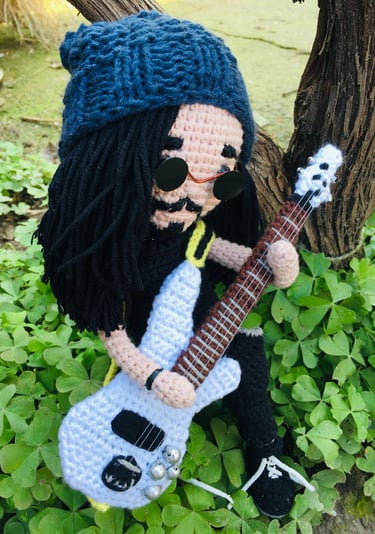 amigurumi handmade guitarist doll