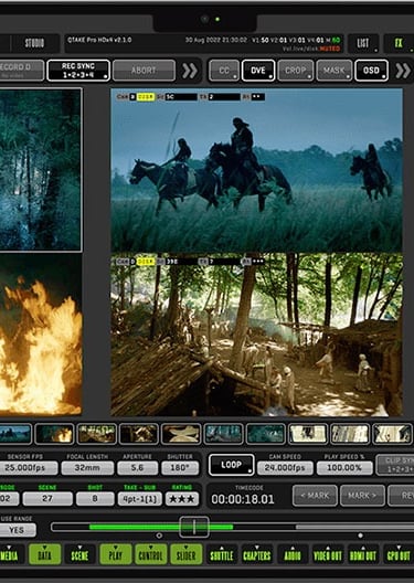 QTAKE interface used by David Aragon for on-set video assist and playback