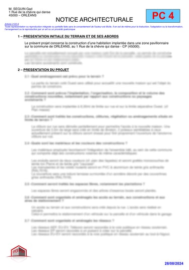 PC4 - notice architecturale - batiment professionnel - permis de construire - office-plan orléans