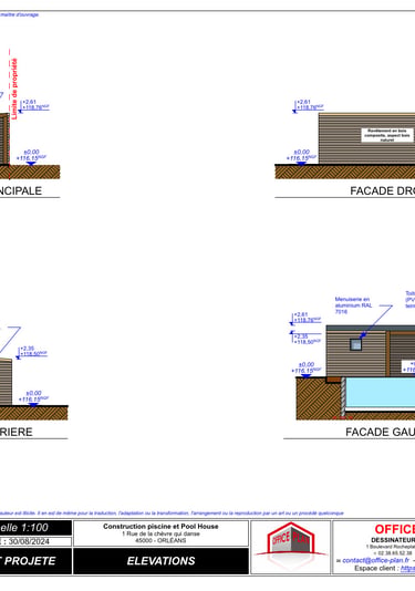 DP4 - plan de façade - toiture - piscine - déclaration prealable - office-plan orléans