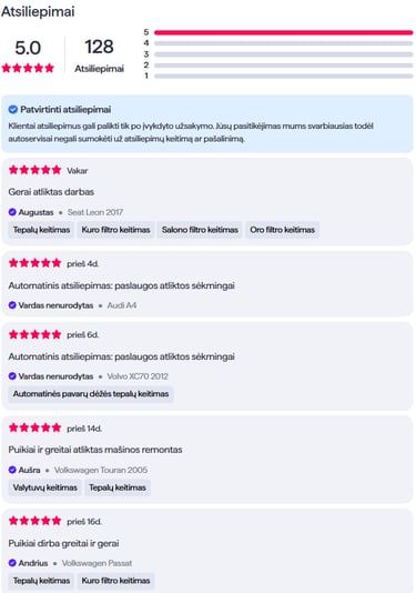 Klientų atsiliepimai. Servisas Diagnoteka