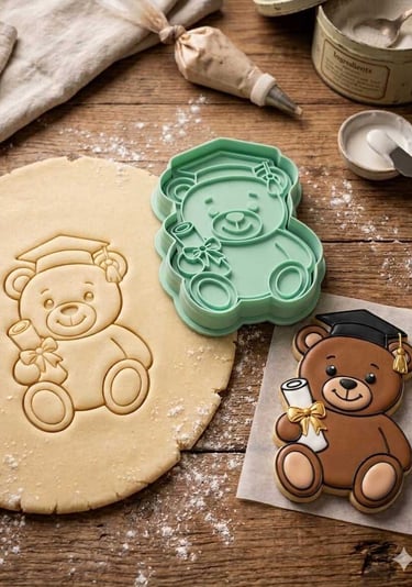 Un cortador de galletas con forma de osito de peluche para graduación