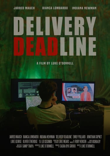 a man sitting at a desk with a laptop and a computer, movie poster