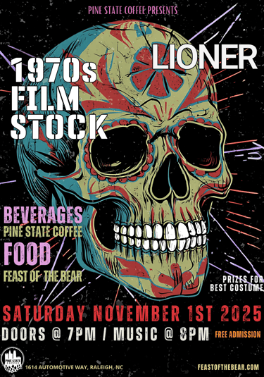 Feast of the Bear event at Pine State Coffee in Raleigh NC; live music, food catered by Jason Little