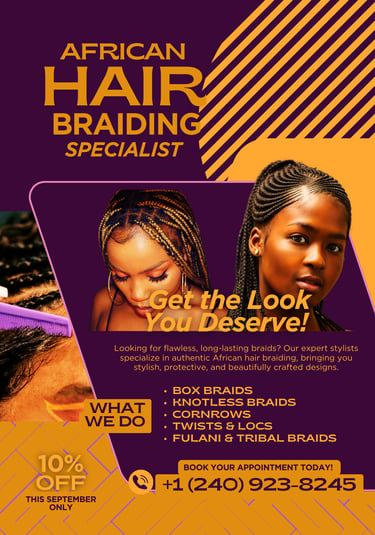 Braiding saloon  advertisement flyer