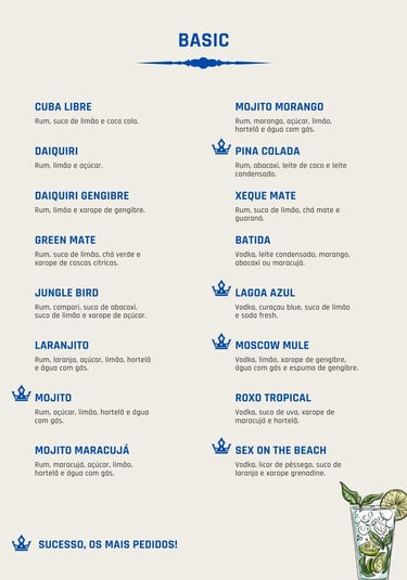 pacote open bar basic