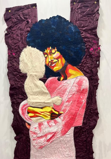 a painting of a woman with a baby in her arms