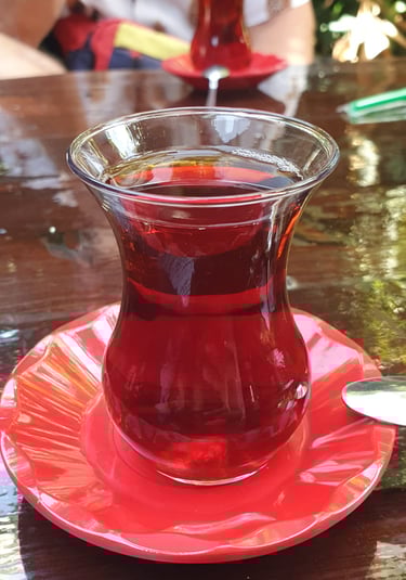 a glass of Turkish tea