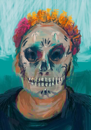 Digital drawing - Day of the Dead selfie