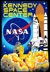 Kennedy Space Center 2-D poly design of Space Shuttle Launch and Nasa Vector Logo