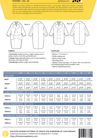 Patron de abrigo de Closet Core patterns
