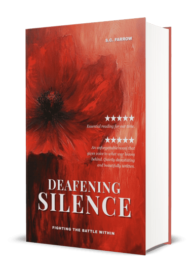 A book cover featuring a red poppy flower