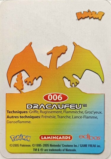 006 dracaufeu lamincards génération 1 back