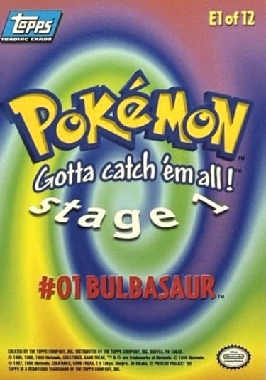 E1 Of E12 Bulbasaur Topps Pokémon The FIrst Movie back