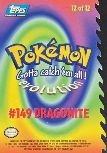 E12 of E12 Dragonite Topps Pokémon The First Movie Die Cut back