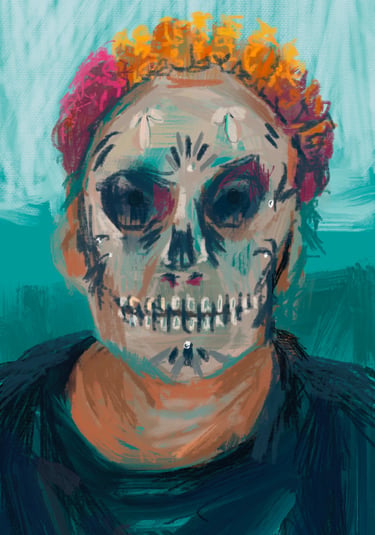 Digital drawing - Day of the Dead selfie