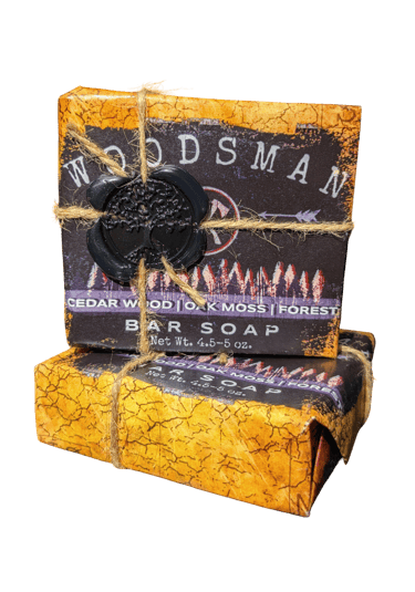 a stack of soap bars with a rustic background