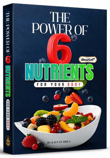 The Power of 6 Nutrients for Your Body book cover featuring a bowl of fresh fruit by Kalyan Didla.