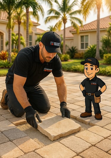 Instant Pavers Crew Installing stone pavers